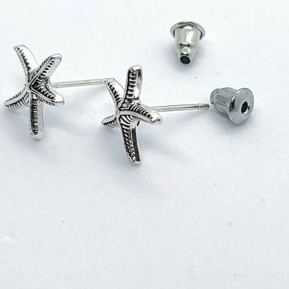 Starfish Stud Earrings Silver Beach Ocean Jewelry Gift Coastal Vacation Jewelry